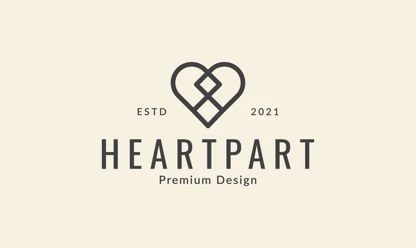 Corazón Amor Línea Parte Simple Logotipo Símbolo Icono Vector Gráfico — Vector de stock
