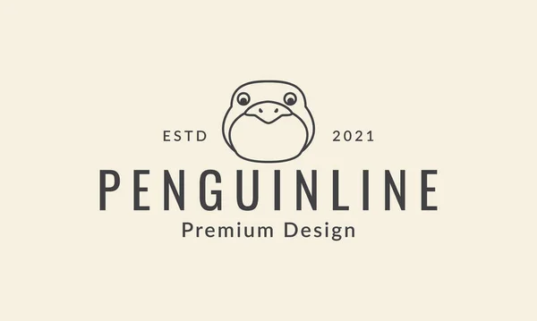 Animal Pájaro Pingüino Cabeza Línea Lindo Logotipo Símbolo Icono Vector — Vector de stock