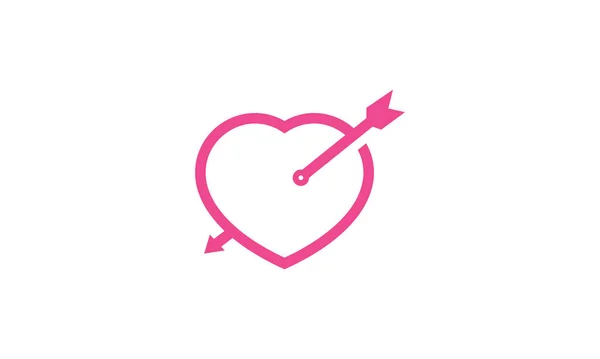 Hati Atau Garis Cinta Merah Muda Dengan Panah Logo Sederhana - Stok Vektor