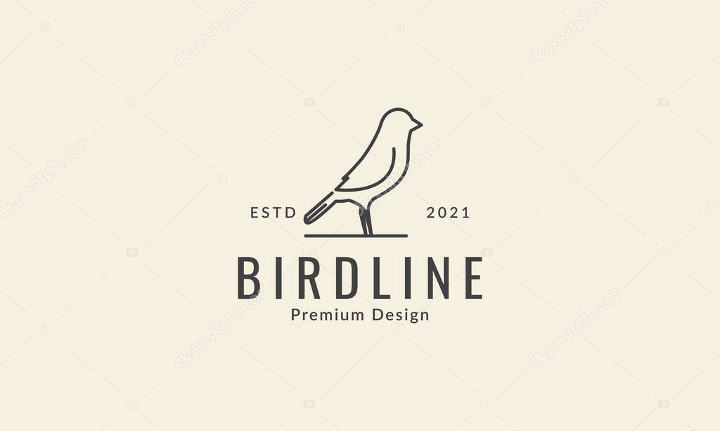 Simple line bird canary  logo symbol icon vector graphic design illustration