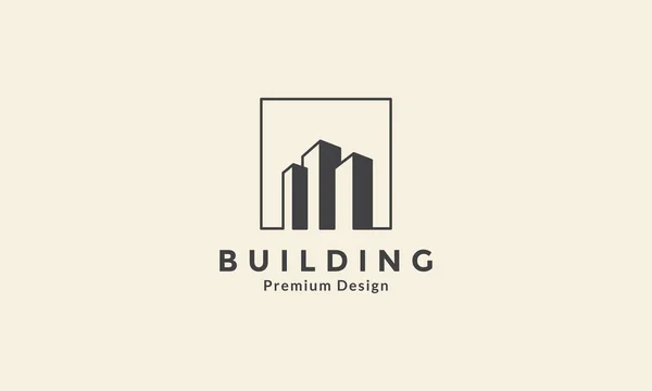 Real Estate Skyscraper Building Simple Square Logo Symbol Icon Vector — Stock Vector