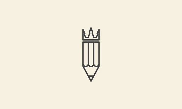 Enkel Penna Konst Med Krona Linje Logotyp Symbol Ikon Vektor — Stock vektor