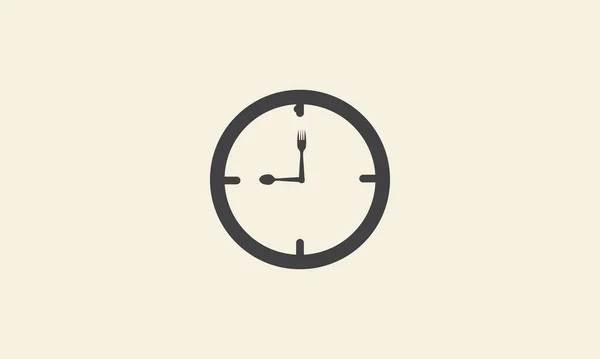 Horloge Avec Cuillère Fourchette Logo Icône Symbole Vectoriel Illustration Graphique — Image vectorielle