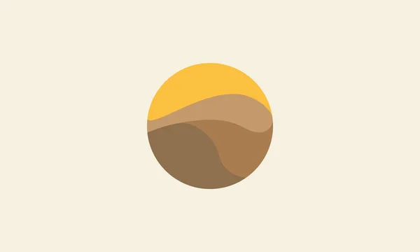 日没サークルカラフルなロゴのアイコンベクトルグラフィックデザインイラストと砂漠 — ストックベクタ