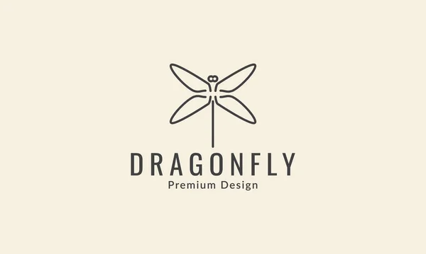 Simple Insect Line Dragonfly Logo Symbol Icon Vector Graphic Design — Stock Vector