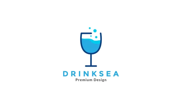 Glas Trinken Blau Mit Blase Abstrakt Logo Vektor Symbol Symbol — Stockvektor