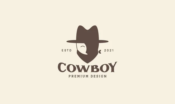 Silueta Hombre Vaquero Cabeza Linda Logotipo Vector Icono Símbolo Diseño — Vector de stock