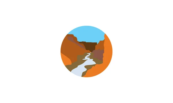 Woestijn Kliffen Met Rivier Landschap Logo Vector Pictogram Grafisch Ontwerp — Stockvector