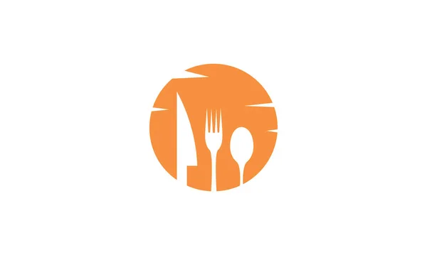 Forchetta Coltello Con Logo Tramonto Icona Vettoriale Simbolo Grafica Disegno — Vettoriale Stock