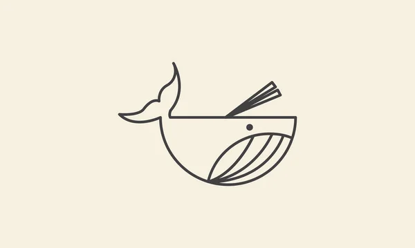 箸ロゴベクトルアイコン記号グラフィックデザインイラストシーフードライン — ストックベクタ