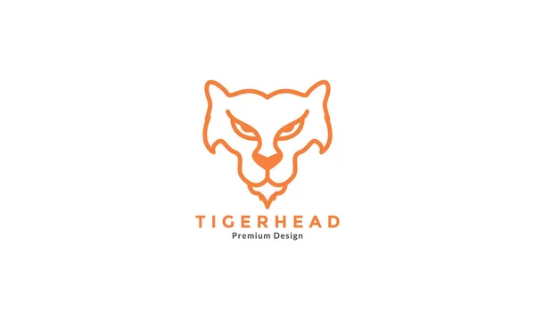 Einfache Linie Modern Kopf Tiger Tier Logo Vektor Symbol Grafik — Stockvektor