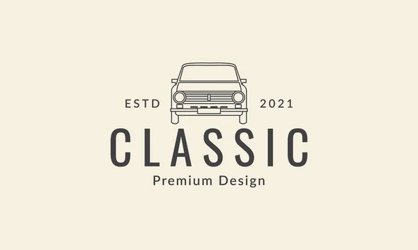 クラシックカーラインヴィンテージ古い自動車のロゴベクトルアイコンシンボルグラフィックデザインイラスト — ストックベクタ