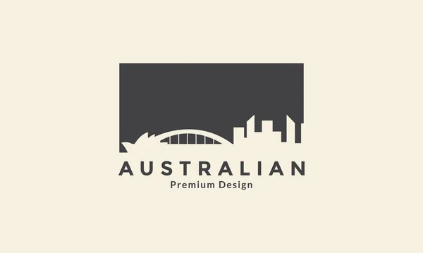 Australian Bridge City Night Logo Vector Icon Symbol Design Graphic — Stock Vector