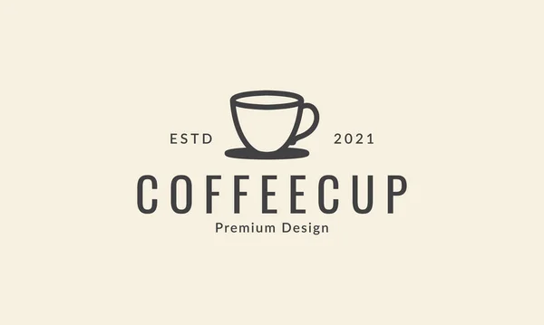 Einfache Linie Kaffeetasse Getränk Logo Vektor Symbol Design Grafik Illustration — Stockvektor