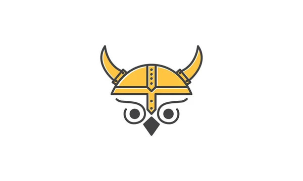 Owl Head Viking Logo Vector Icon Symbol Design Graphic Illustration — Stock Vector