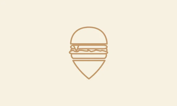 Linie Burger Pin Map Lokalizacji Logo Wektor Ikona Symbol Projekt — Wektor stockowy