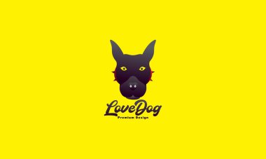 Hayvan evcil hayvanları Amerikan pitbull terier siyah soyut kafa logosu tasarım vektör simgesi grafik illüstrasyon