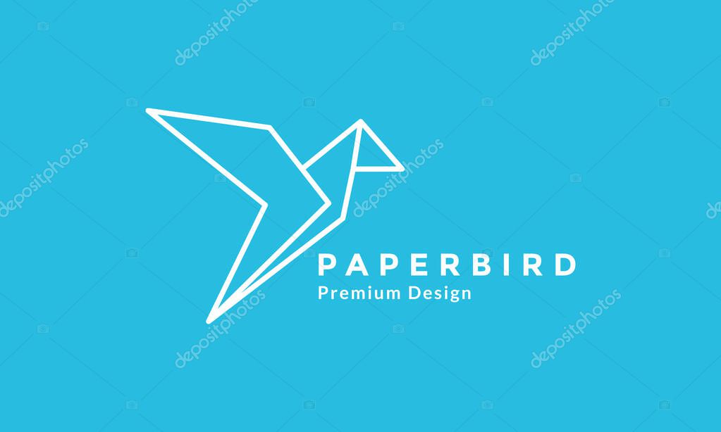 Paper bird fly lines origami logo design vector icon symbol graphic illustration
