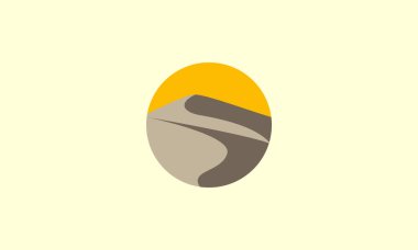 desert and sunset with circle logo symbol vector icon illustration design