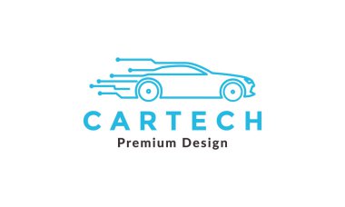 sport car lines with tech connect logo vector symbol icon illustration design