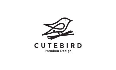 çizgi sanatı küçük kuş logo vektör simgesi ikon tasarımı illüstrasyonu