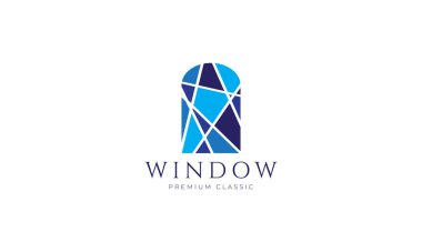 window mosaic blue logo vector symbol icon design illustration clipart