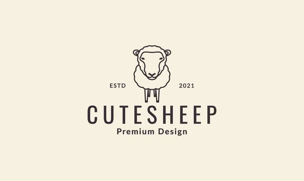 動物のかわいいライン羊のロゴベクトルアイコンデザインイラスト — ストックベクタ