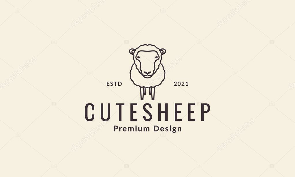 Animal cute lines sheep logo vector symbol icon design illustration