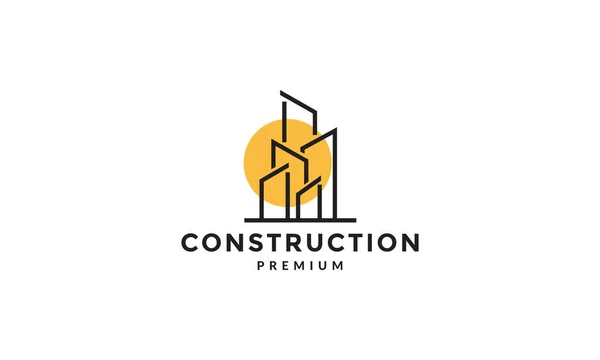 Building Construction Architect Sunset Logo Symbol Icon Vector Graphic Design — Stock Vector