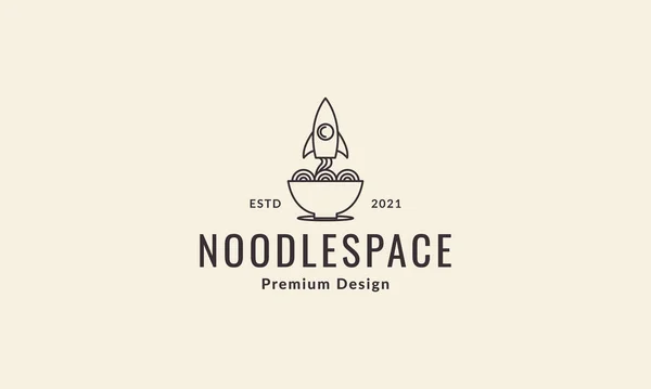 Raket Met Noodle Bowl Logo Symbool Pictogram Vector Grafisch Ontwerp — Stockvector