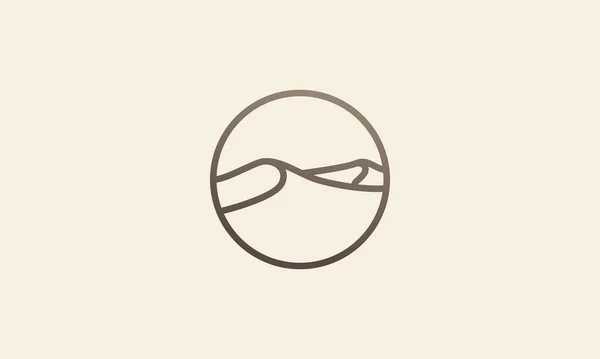 円のロゴマークのアイコンのベクトルグラフィックデザインイラストの現代的な図形線砂漠 — ストックベクタ