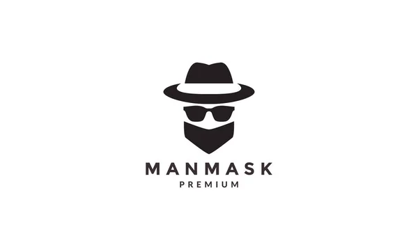 Coole Mann Kopf Mit Hut Und Maske Logo Symbol Symbol — Stockvektor