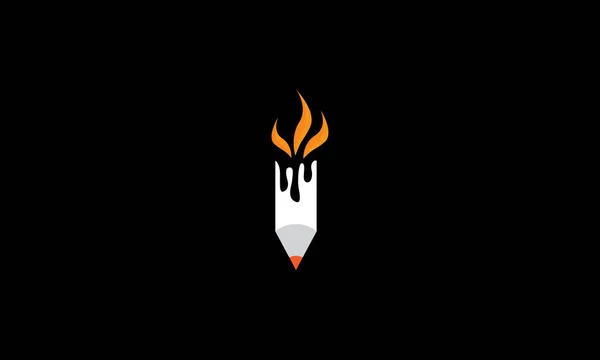 Lápiz Abstracto Con Símbolo Del Logotipo Fuego Icono Diseño Gráfico — Archivo Imágenes Vectoriales