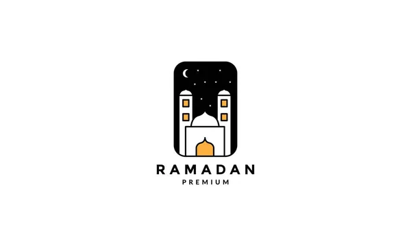 Mecset Éjszakai Ramadán Logó Vektor Szimbólum Ikon Design Grafika Illusztráció — Stock Vector