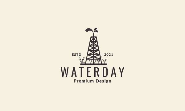 Boor Waterlijnen Logo Vector Symbool Pictogram Ontwerp Grafische Illustratie — Stockvector