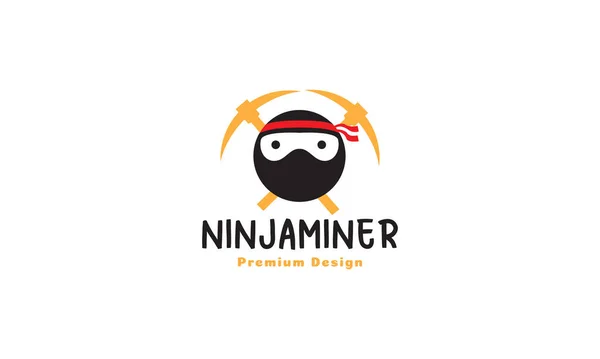 Miner Ninja Logo Vector Symbol Icon Design Graphic Illustration — Stock Vector