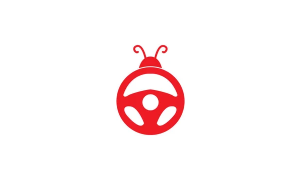 Lenkrad Mit Bug Logo Vektor Symbol Symbol Design Grafik Illustration — Stockvektor