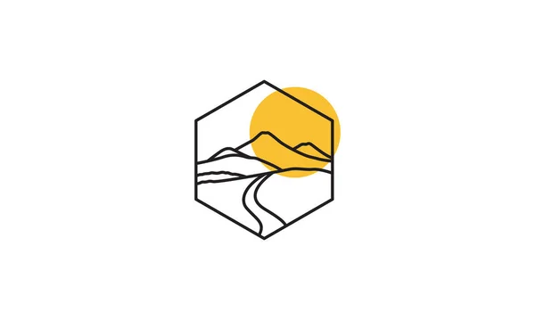 Berg Landbouw Lijnen Logo Vector Symbool Pictogram Ontwerp Grafische Illustratie — Stockvector