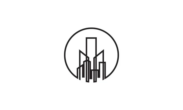 Círculo Líneas Construcción Ciudad Logotipo Simple Símbolo Vectores Icono Diseño — Archivo Imágenes Vectoriales