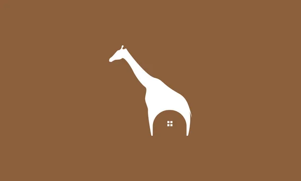 Tier Giraffe Mit Home Logo Vektor Symbol Symbol Design Grafik — Stockvektor