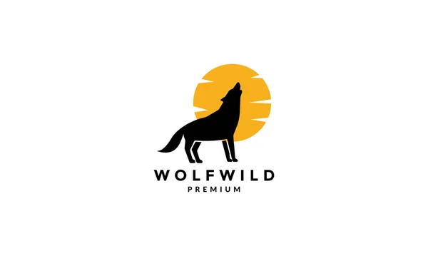 Wolf Heulen Mit Sonnenuntergang Logo Vektor Symbol Symbol Design Grafik — Stockvektor