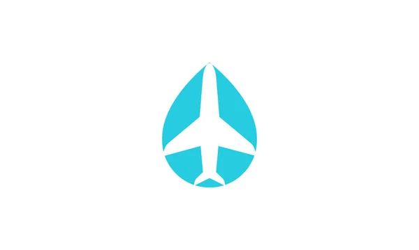 Blauer Tropfen Wasser Mit Flugzeug Logo Vektor Symbol Symbol Design — Stockvektor