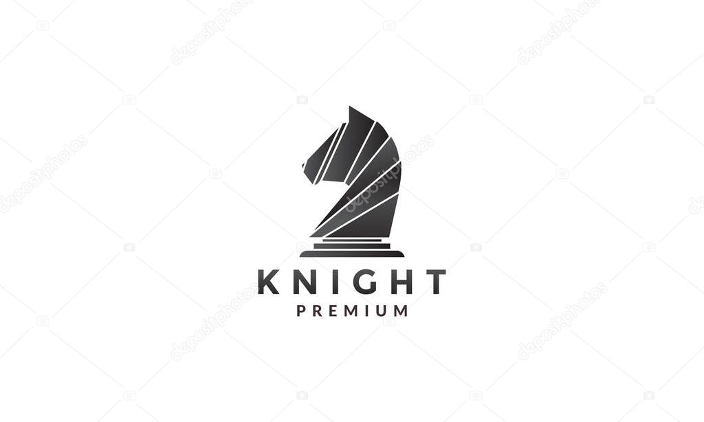 Geometric knight chess abstract logo symbol icon vector graphic design illustration