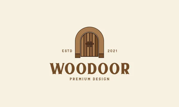 Vintage Puerta Madera Hipster Logotipo Símbolo Vector Icono Ilustración Diseño — Vector de stock