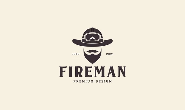 Fireman Head Beard Logo Symbol Vector Icon Illustration Graphic Design — Stock Vector