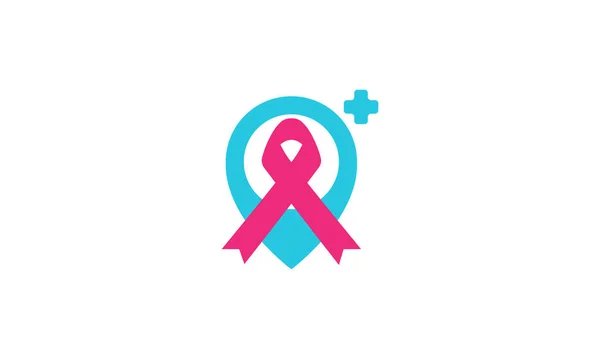 Cuidado Del Cáncer Con Ubicación Logotipo Símbolo Vector Icono Ilustración — Archivo Imágenes Vectoriales