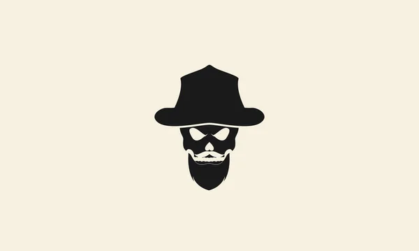 Tête Vintage Crâne Pirates Avec Barbe Logo Symbole Vectoriel Icône — Image vectorielle