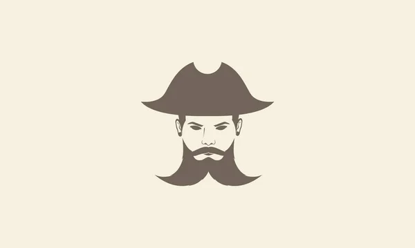 Vintage Tête Homme Pirates Avec Barbe Logo Symbole Vectoriel Icône — Image vectorielle