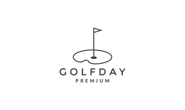 Linha Pólo Bandeira Golfe Logotipo Símbolo Vetor Ícone Ilustração Design —  Vetores de Stock