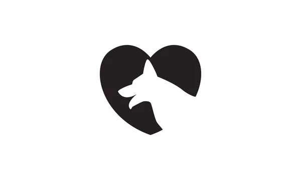 Hart Liefde Vorm Met Hond Gezicht Logo Symbool Vector Pictogram — Stockvector